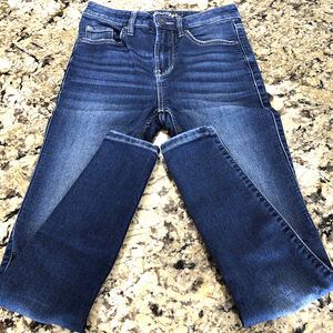 Size 25 X 29 Bootlegger Jeans Denim Womens High Rise Skinny Ankle Dark Blue